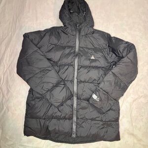 All Good Men's Black Puffer Jacket- Dual Zipper-Ventilated - large